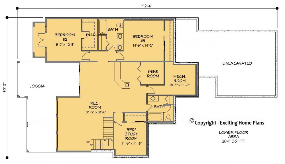 House Plan E1401-10 Lower Floor Plan