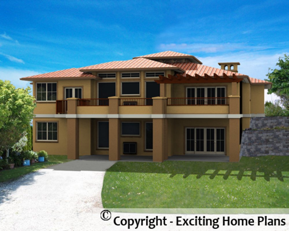 House Plan E1408-10 Rear 3D View