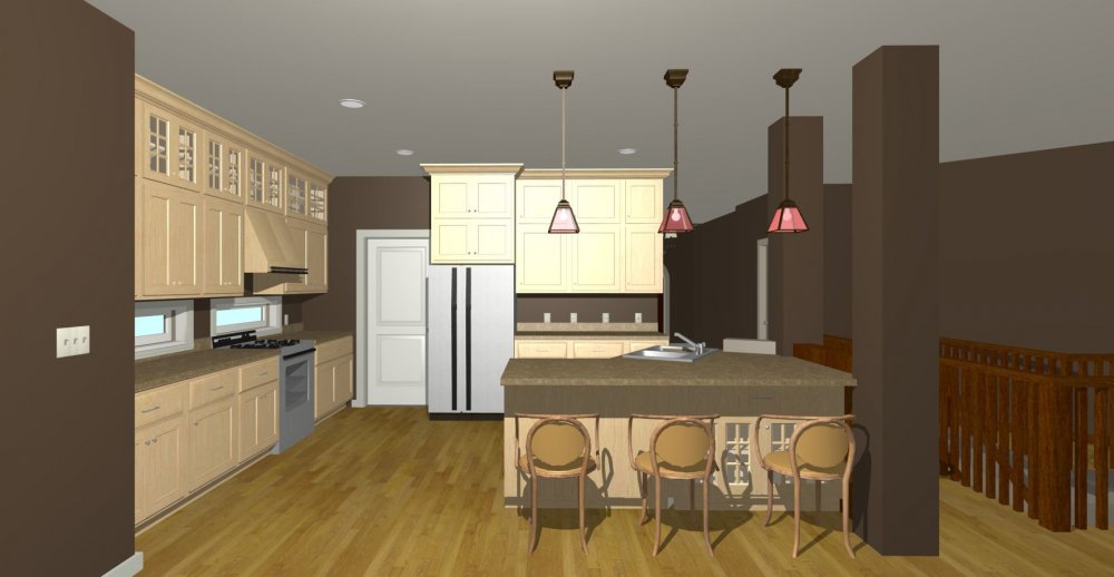 House Plan E1420-10 Interior Kitchen 3D Area