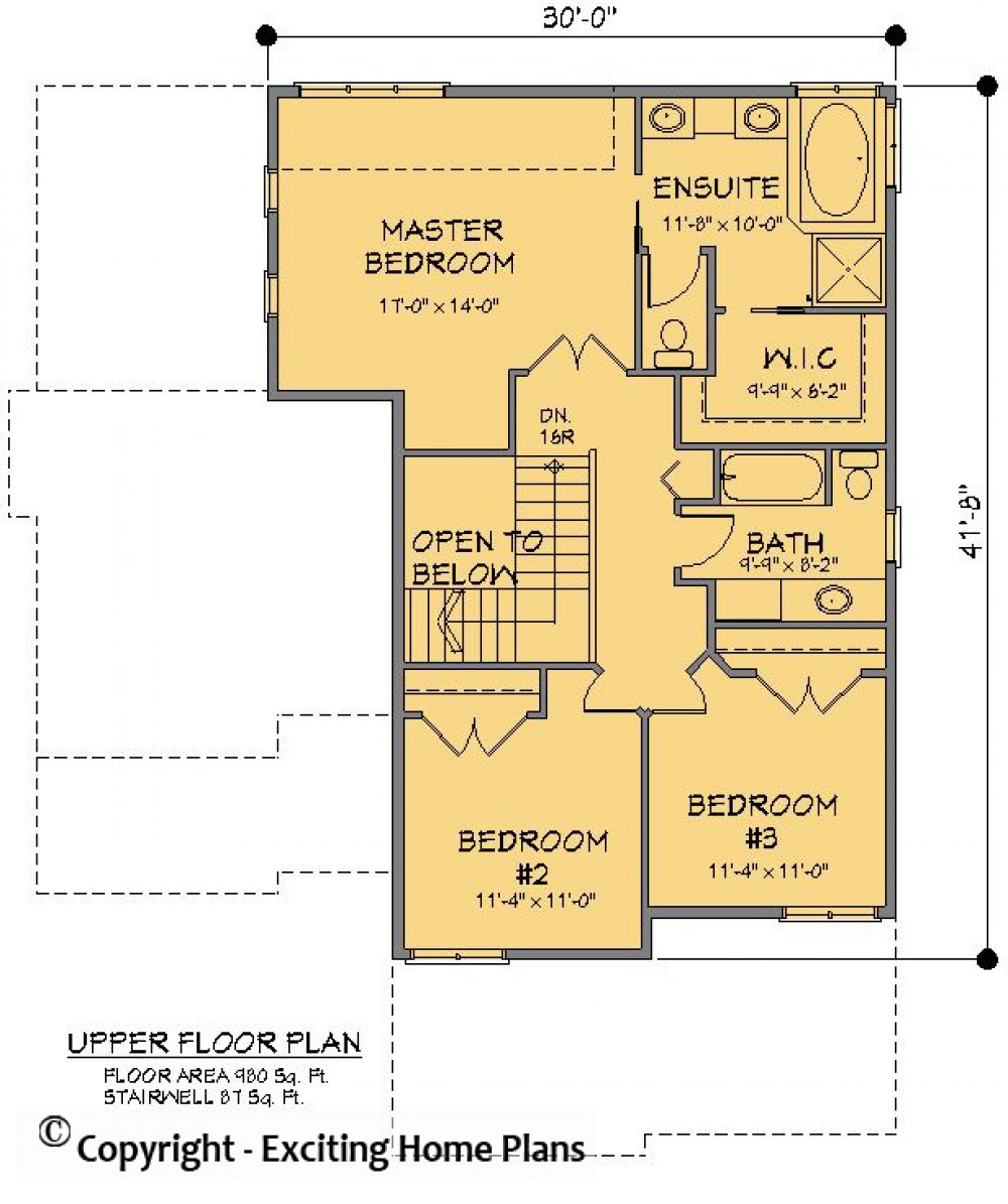 House Plan E1457-10 Upper Floor Plan