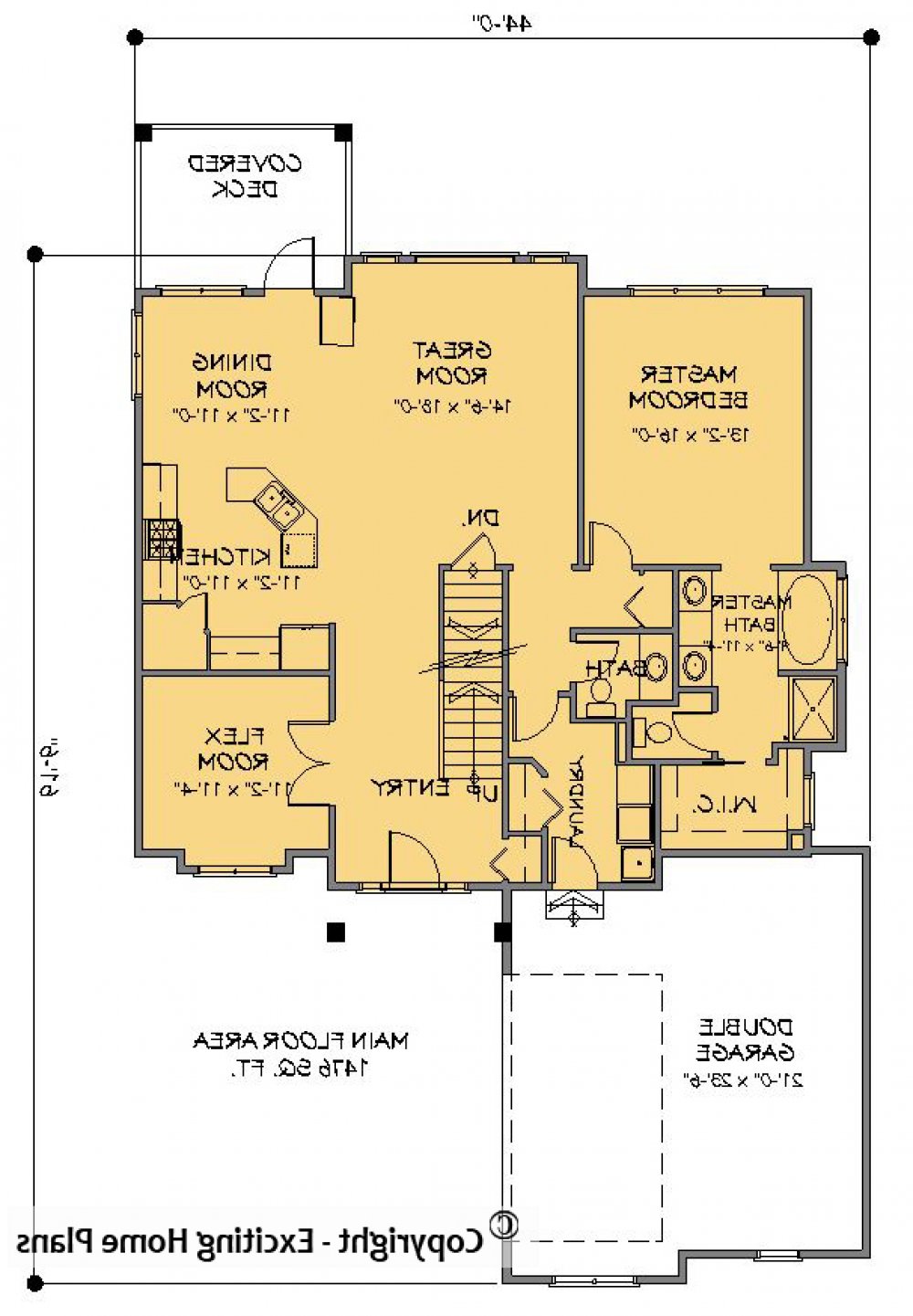 House Plan E1196-10 Main Floor Plan REVERSE