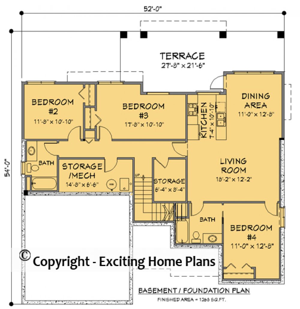 House Plan E1130-20 Lower Floor Plan