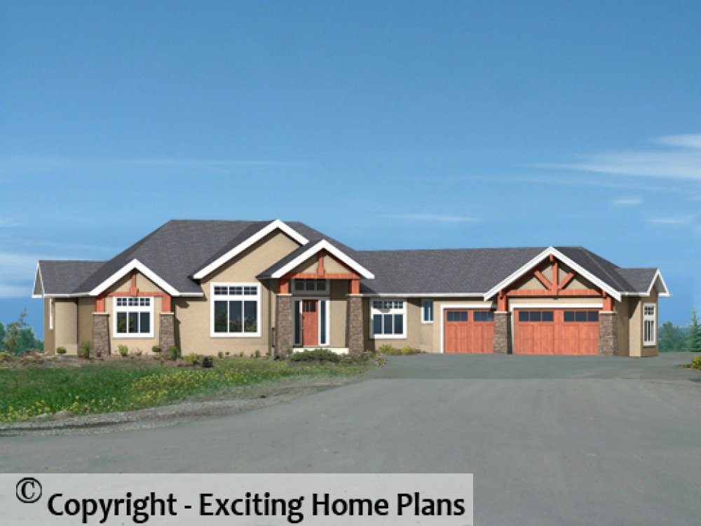 House Plan E1519-10 Front 3D View