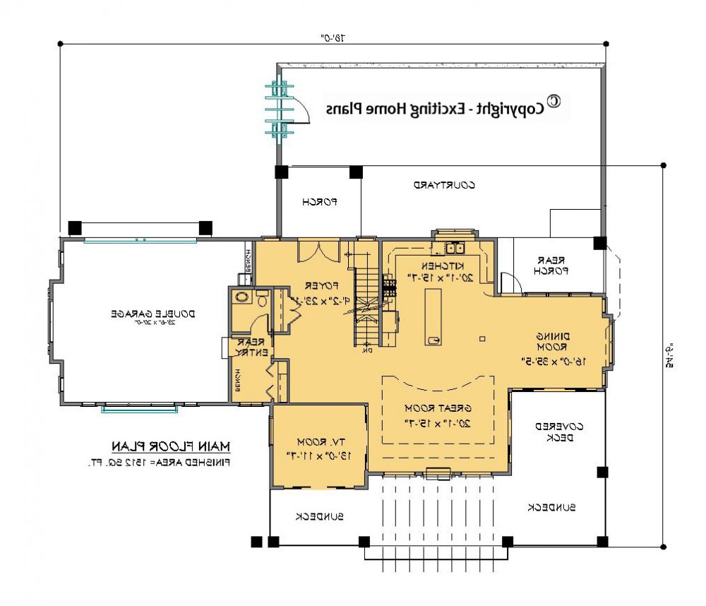 House Plan E1274-10 Main Floor Plan REVERSE