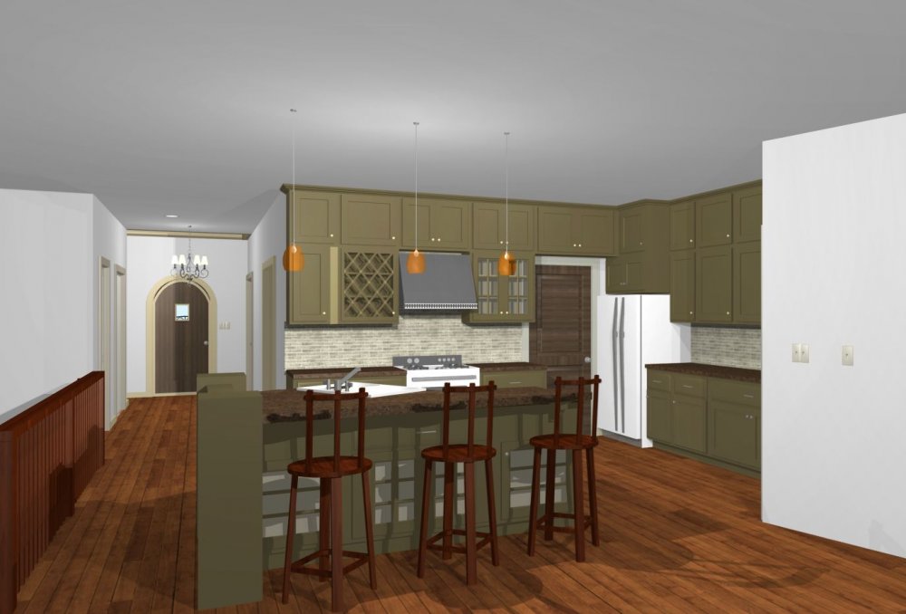 House Plan E1124-10 Interior Kitchen 3D Area