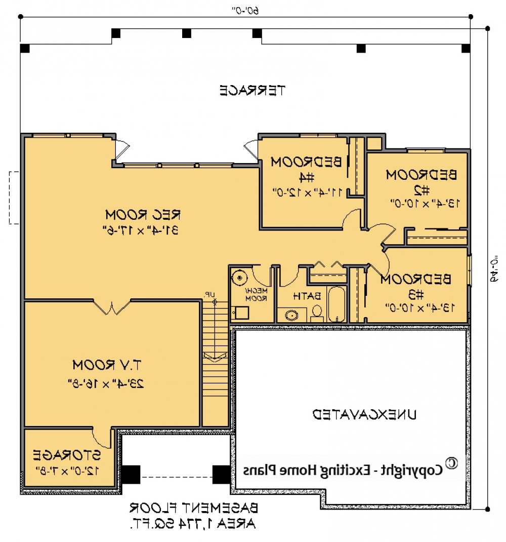 House Plan E1587-10 Lower Floor Plan REVERSE