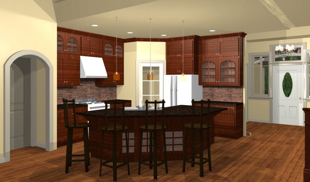 House Plan E1173-10 Interior Kitchen 3D Area