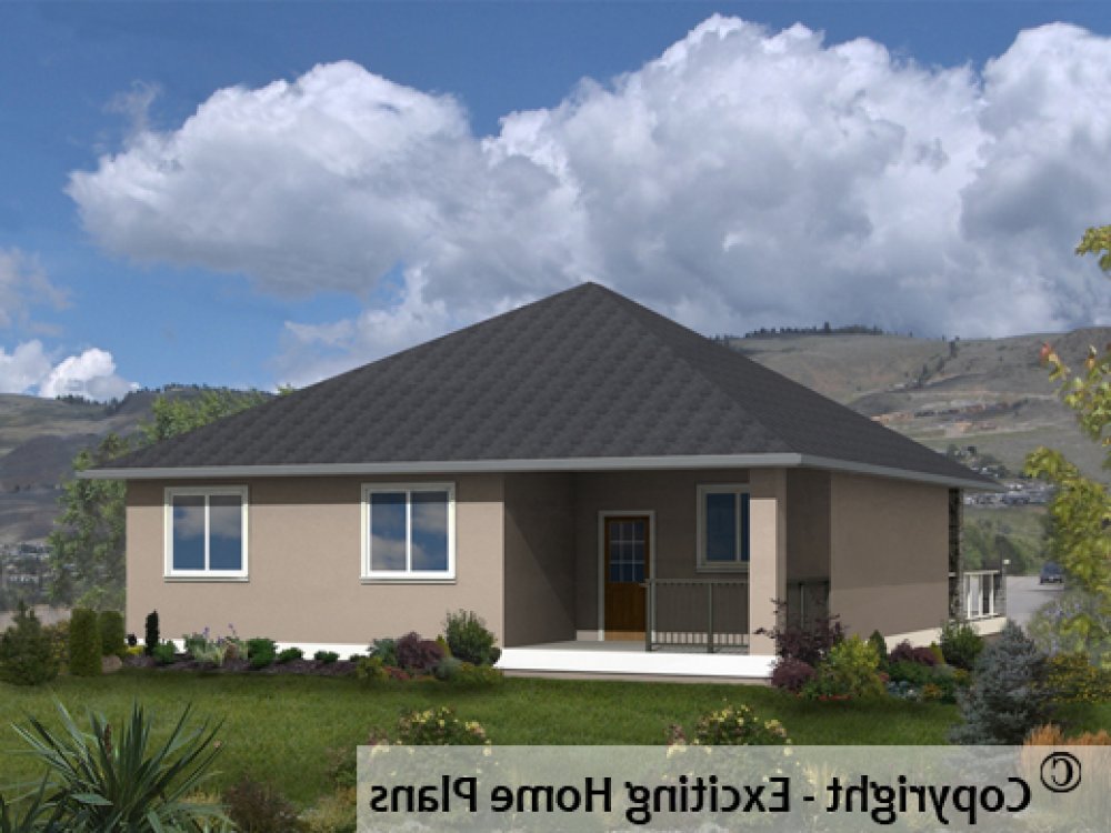 House Plan E1152-10 Rear 3D View REVERSE