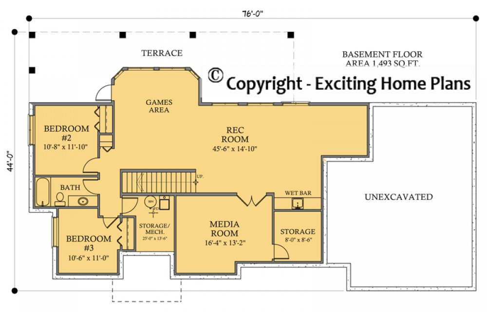 House Plan E1067-10 Lower Floor Plan