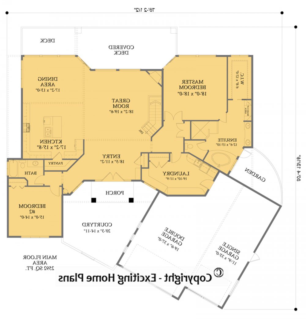 House Plan E1250-10 Main Floor Plan REVERSE