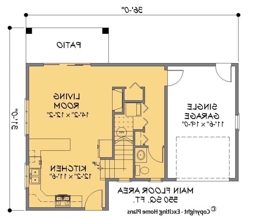 House Plan E1292-10 Main Floor Plan REVERSE
