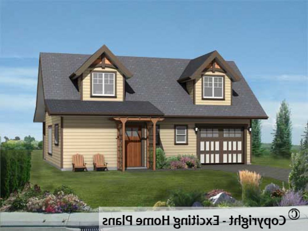 House Plan E1292-10 Exterior 3D View REVERSE
