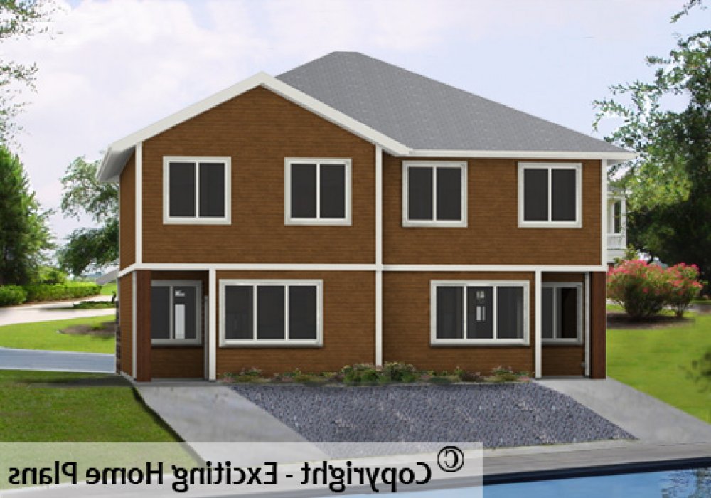 House Plan E1564-10 Rear 3D View REVERSE