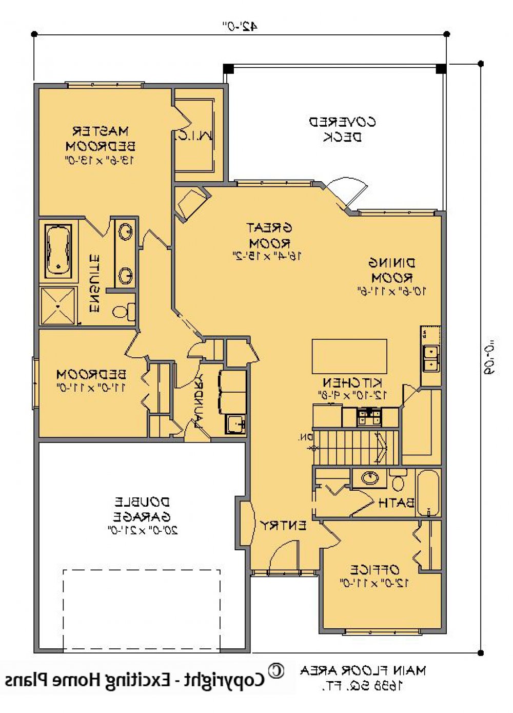 House Plan E1374-10 Main Floor Plan REVERSE
