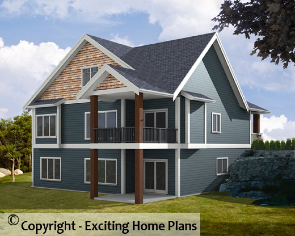 House Plan E1594-10 Rear 3D View