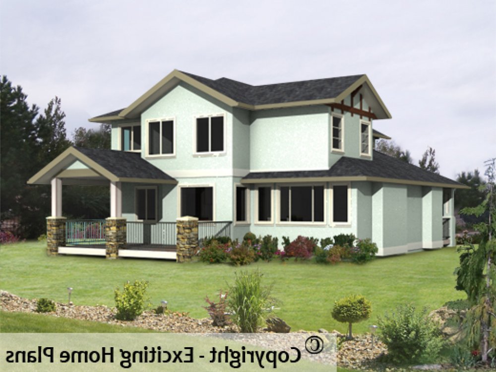 House Plan E1178-10 Rear 3D View REVERSE