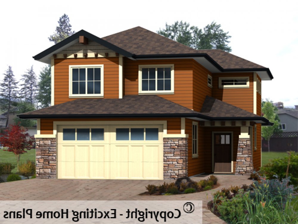 House Plan E1369-10 Exterior 3D View REVERSE