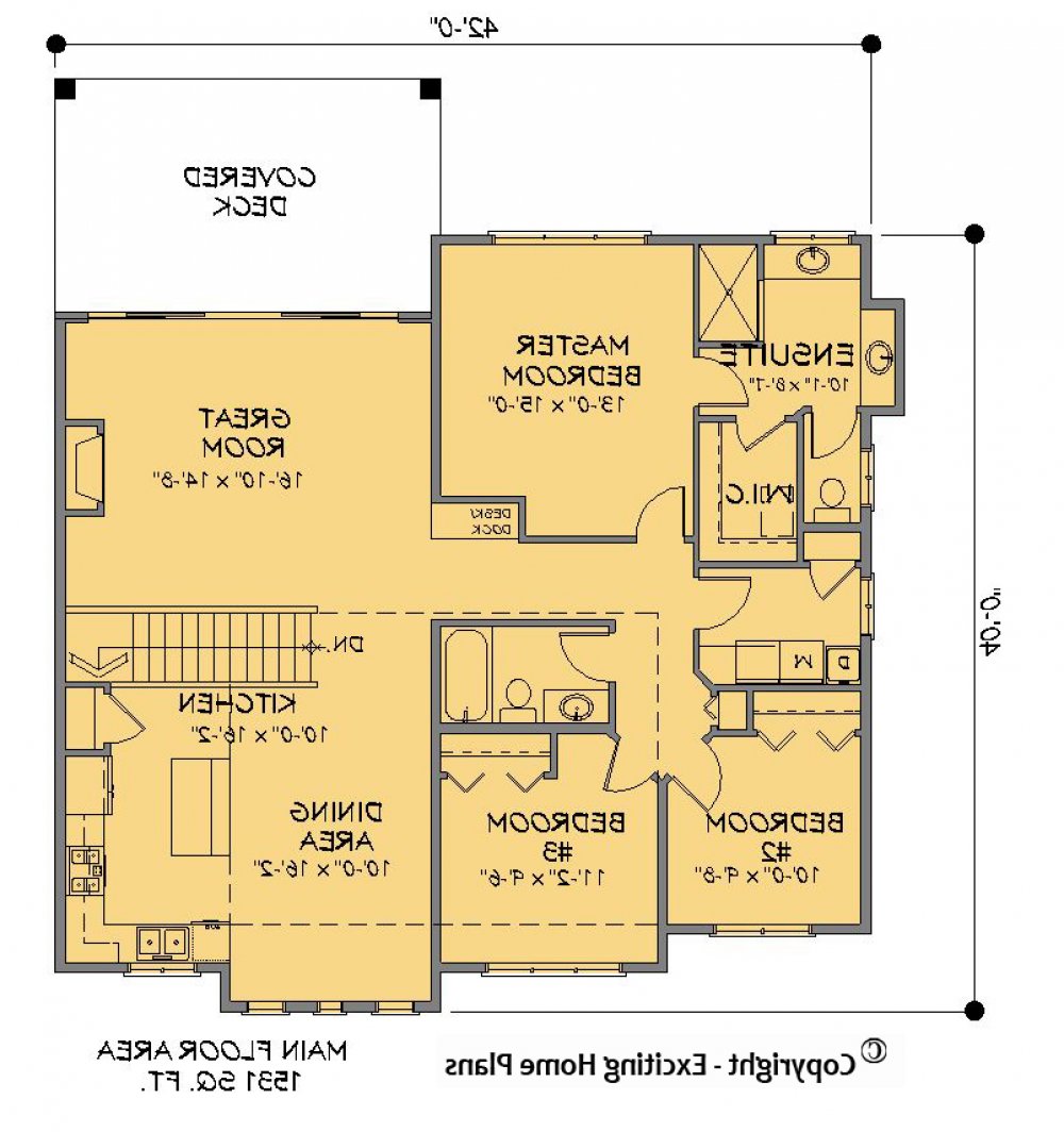 House Plan E1335-10  Main Floor Plan REVERSE