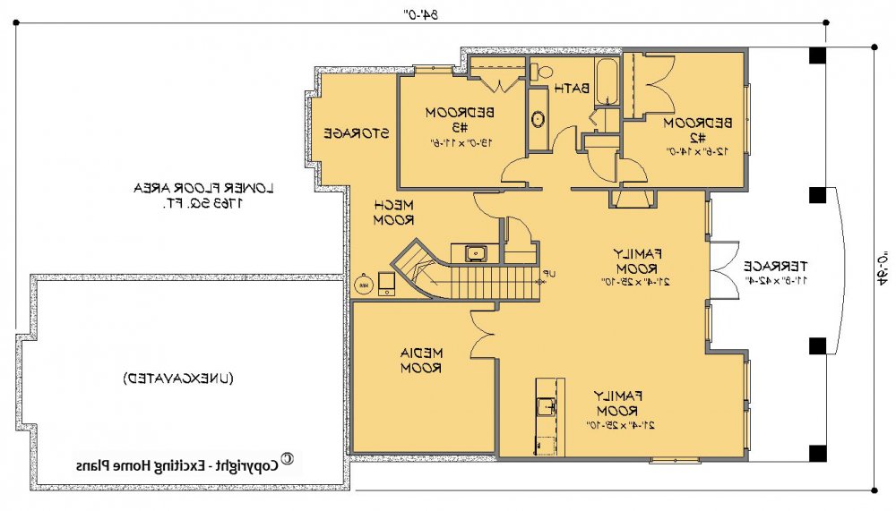 House Plan E1385-10 Lower Floor Plan REVERSE