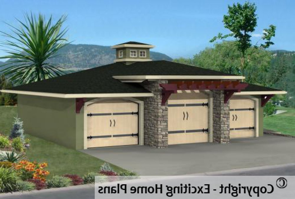 House Plan E1116-10 Exterior 3D View REVERSE