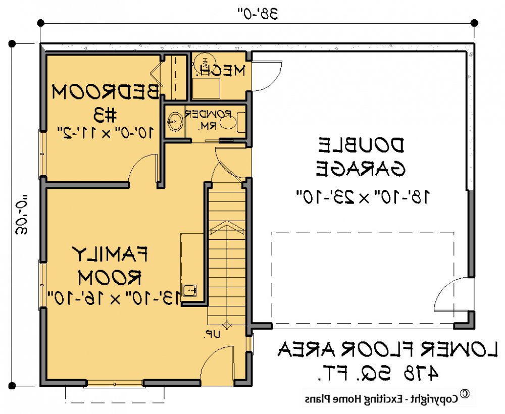 House Plan E1314-10 Lower Floor Plan REVERSE