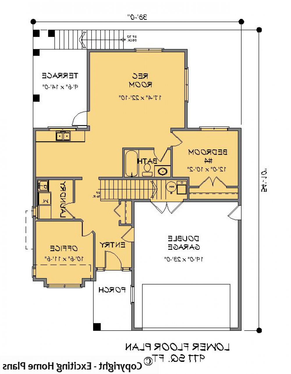 House Plan E1377-10  Lower Floor Plan REVERSE