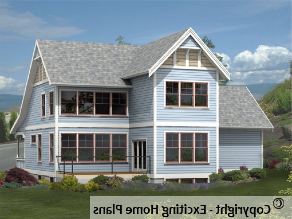House Plan E1631-10 Rear 3D View REVERSE