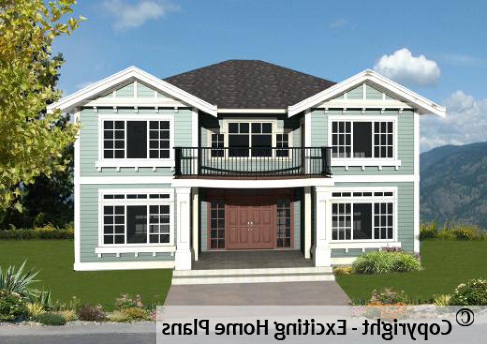 House Plan E1066-10 Exterior 3D View REVERSE