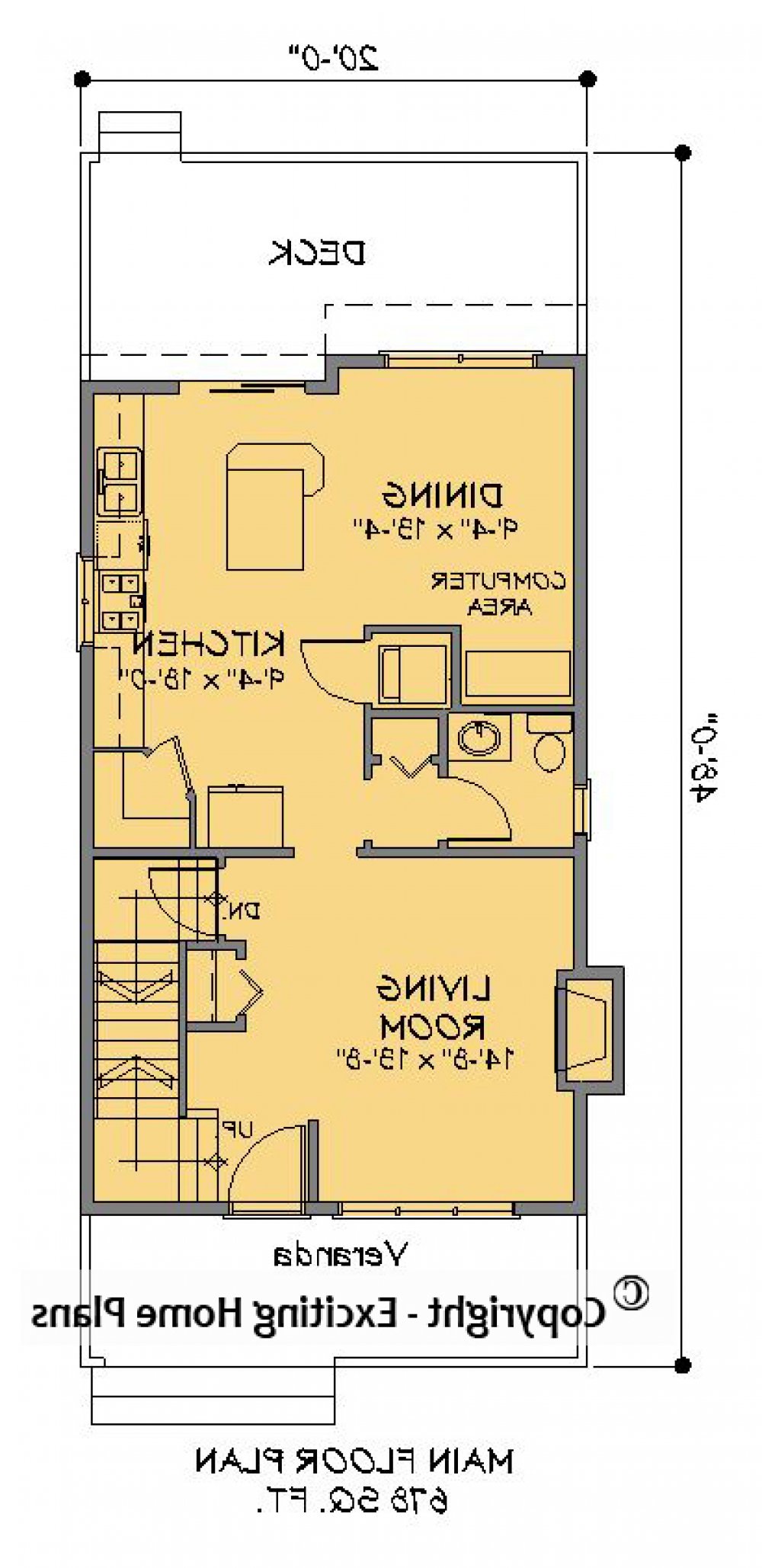 House Plan E1269-10  Main Floor Plan REVERSE