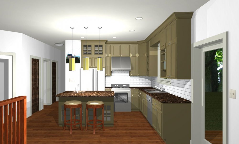 House Plan E1208-10 Interior Kitchen 3D Area