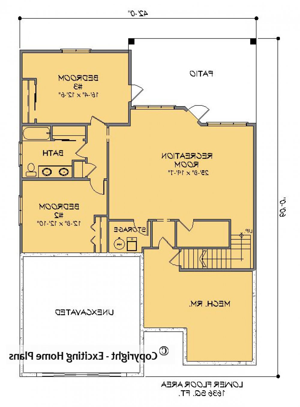 House Plan E1374-10 Lower Floor Plan REVERSE