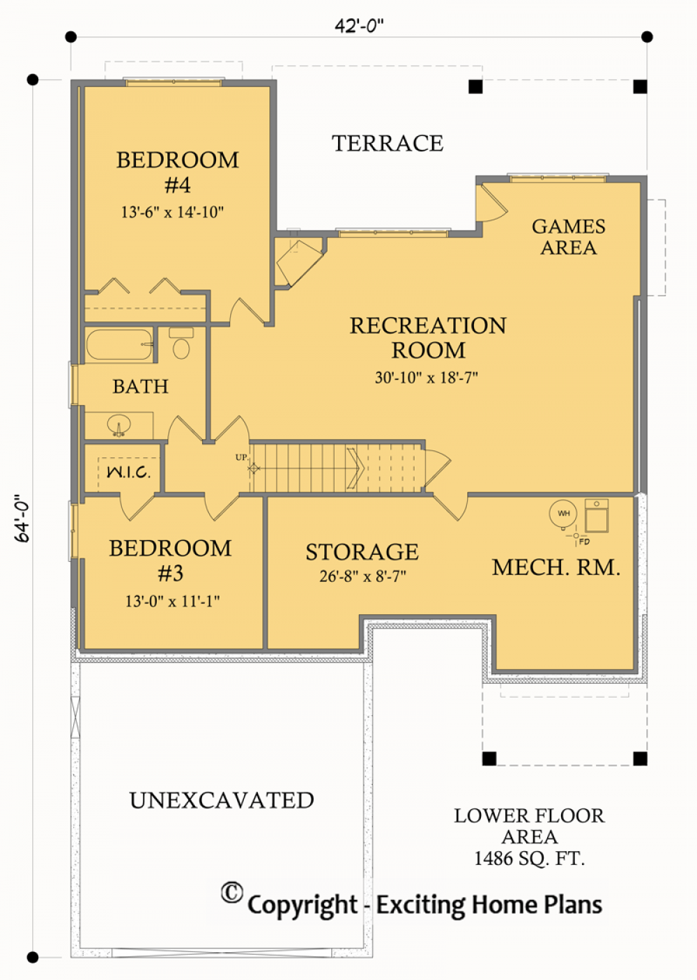 House Plan E1004-10 Lower Floor Plan
