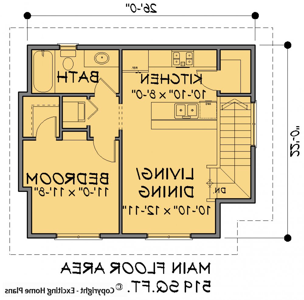 House Plan E1185-10 Main Floor Plan REVERSE
