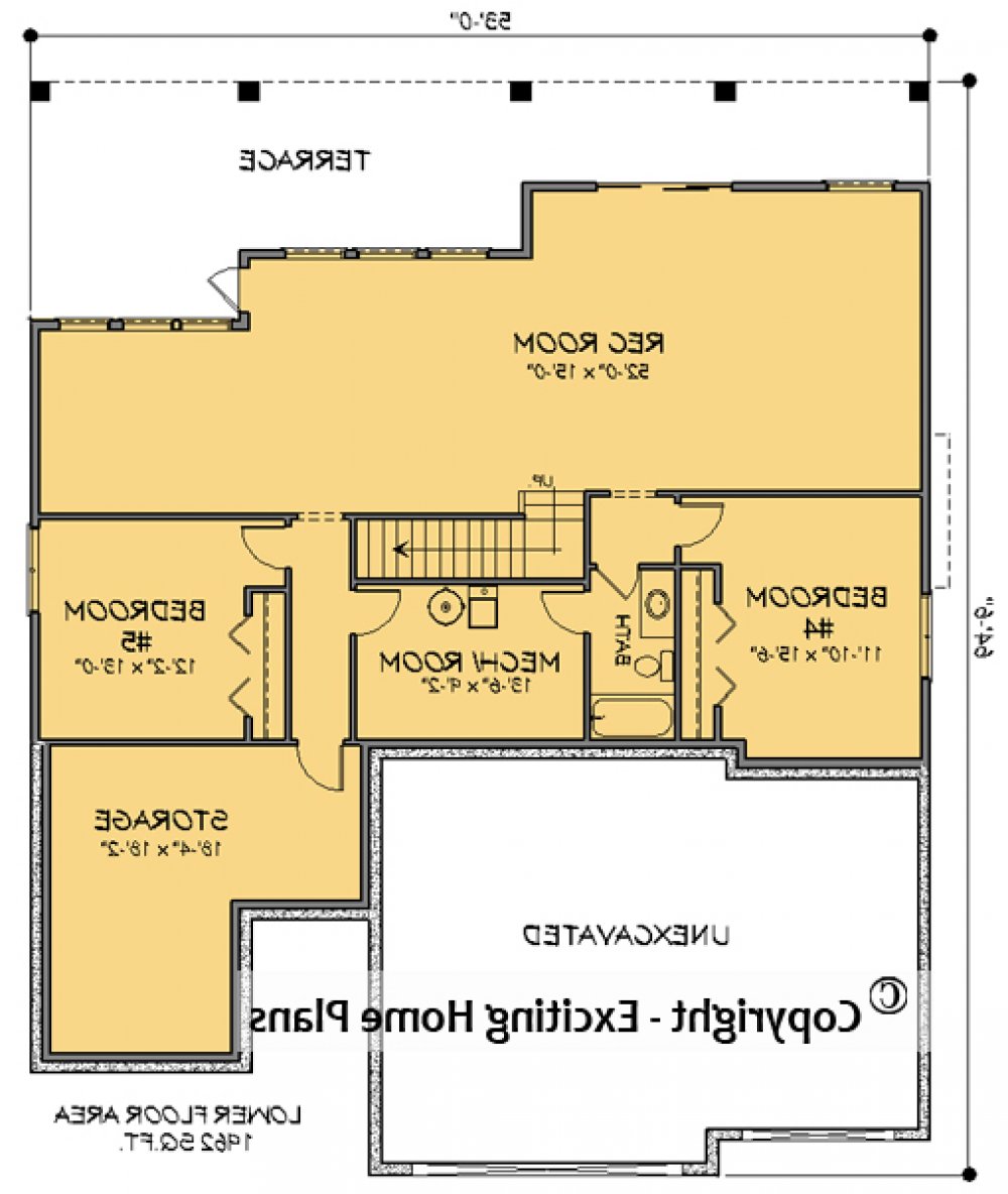 House Plan E1738-10 Lower Floor Plan REVERSE