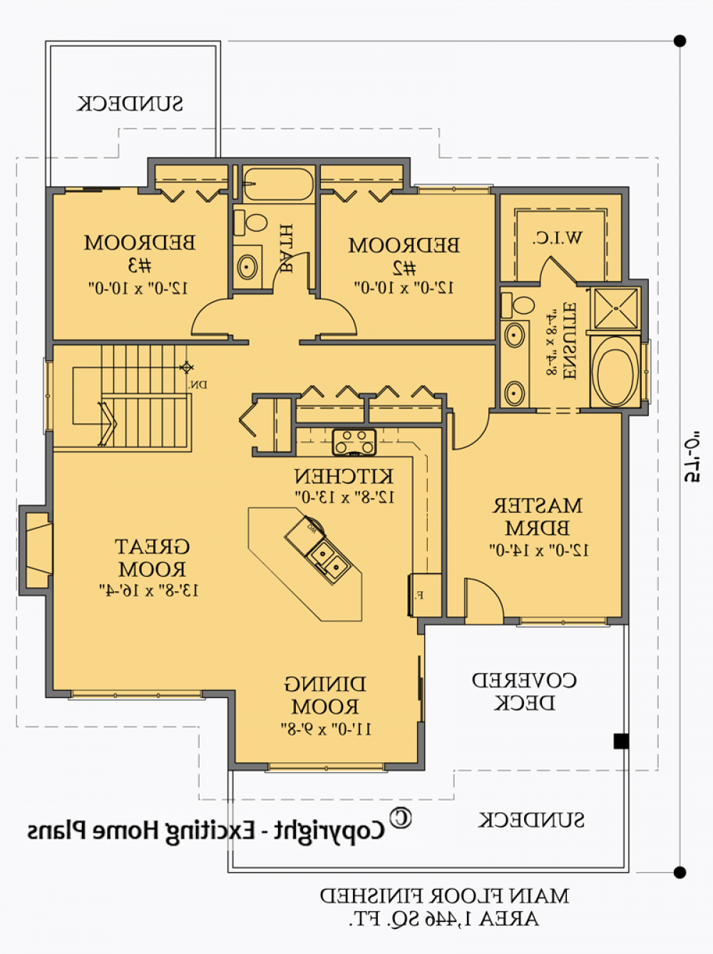 House Plan E1038-10 Main Floor Plan REVERSE