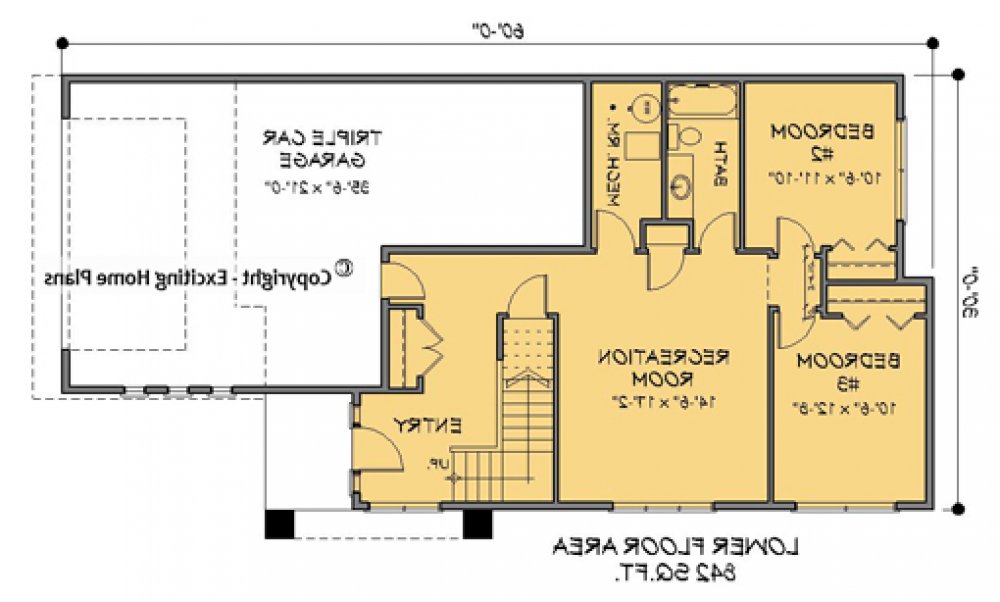 House Plan E1167-10 Lower Floor Plan REVERSE
