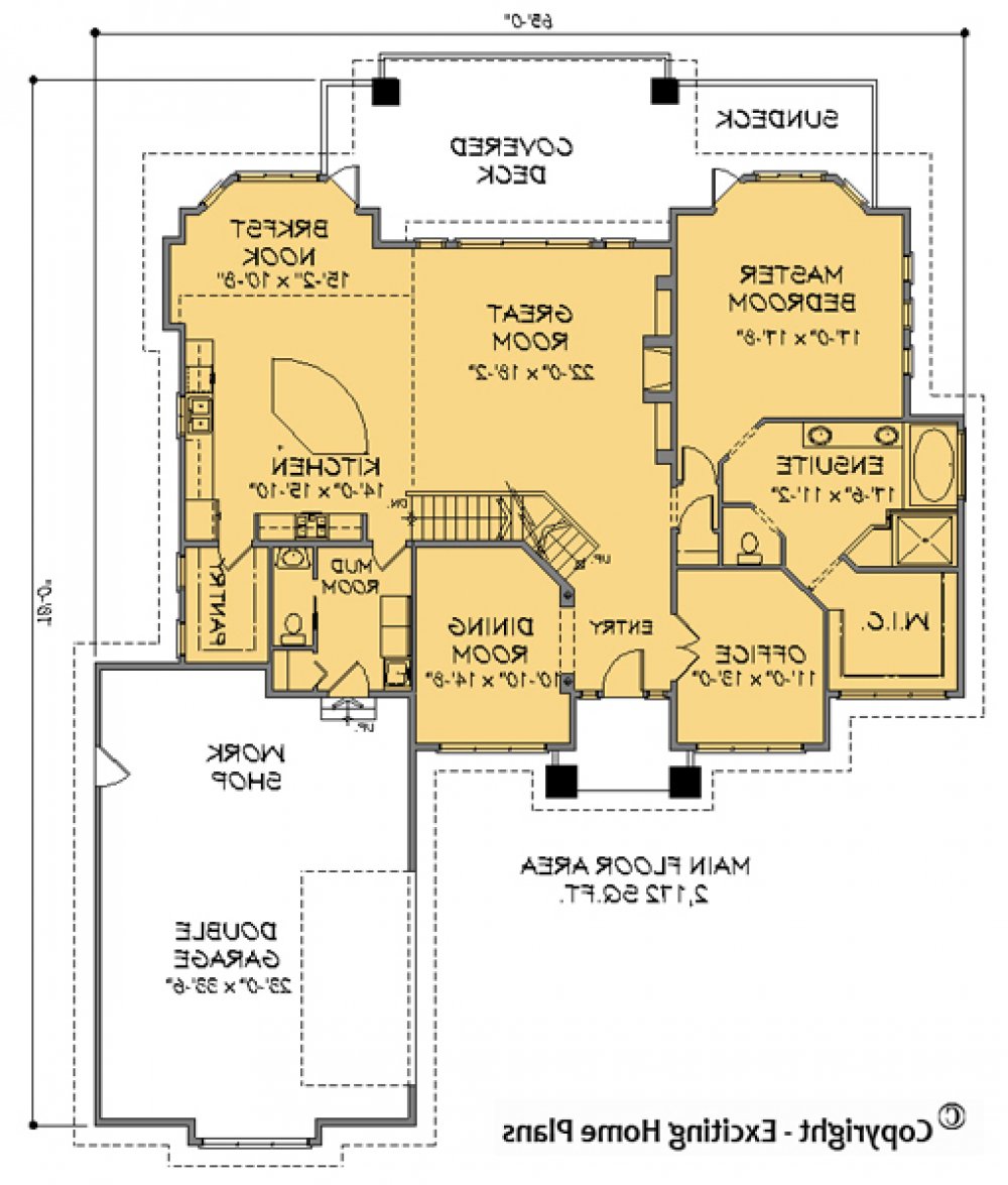 House Plan E1144-10  Main Floor Plan REVERSE