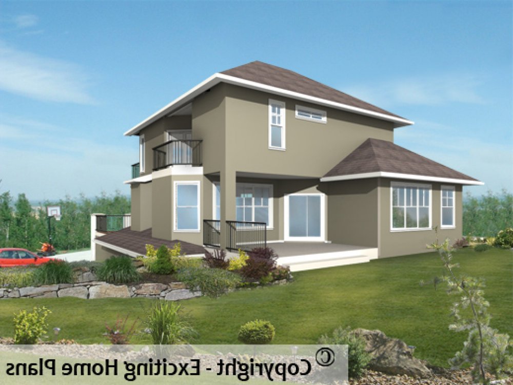 House Plan E1094-10 Rear 3D View REVERSE