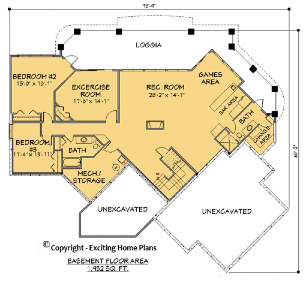 House Plan E1170-10  Lower Floor Plan
