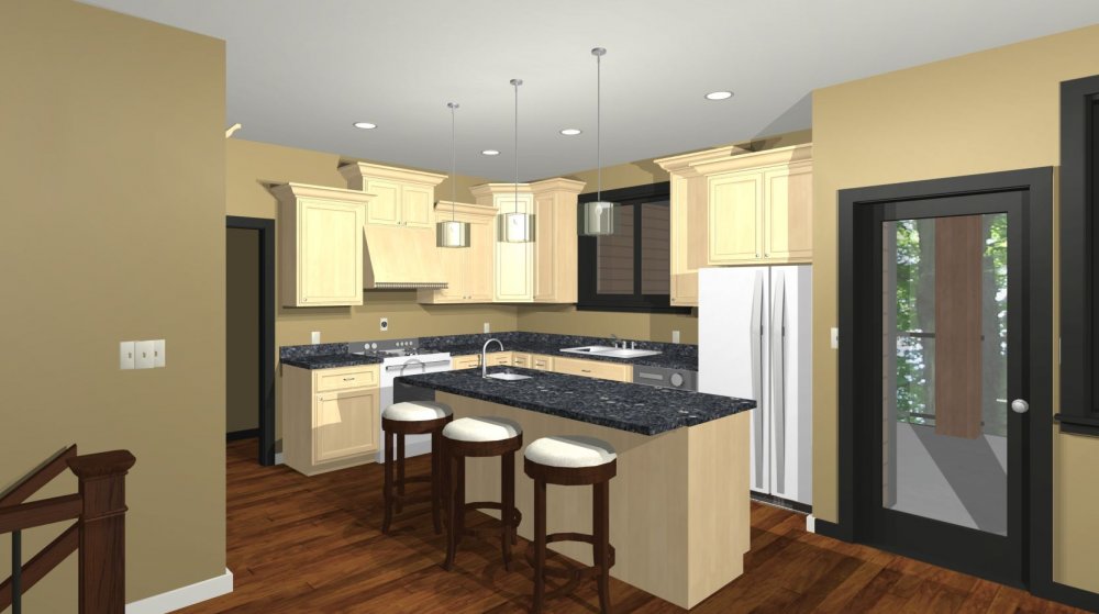 House Plan E1536-10 Interior Kitchen 3D Area