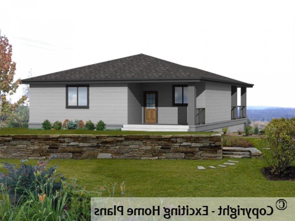 House Plan E1236-10M Rear 3D View REVERSE