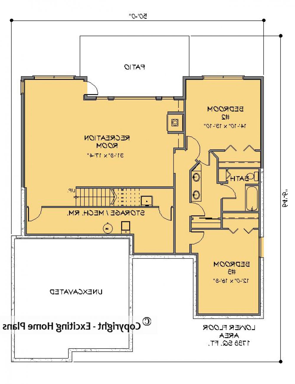 House Plan E1218-10 Lower Floor Plan REVERSE