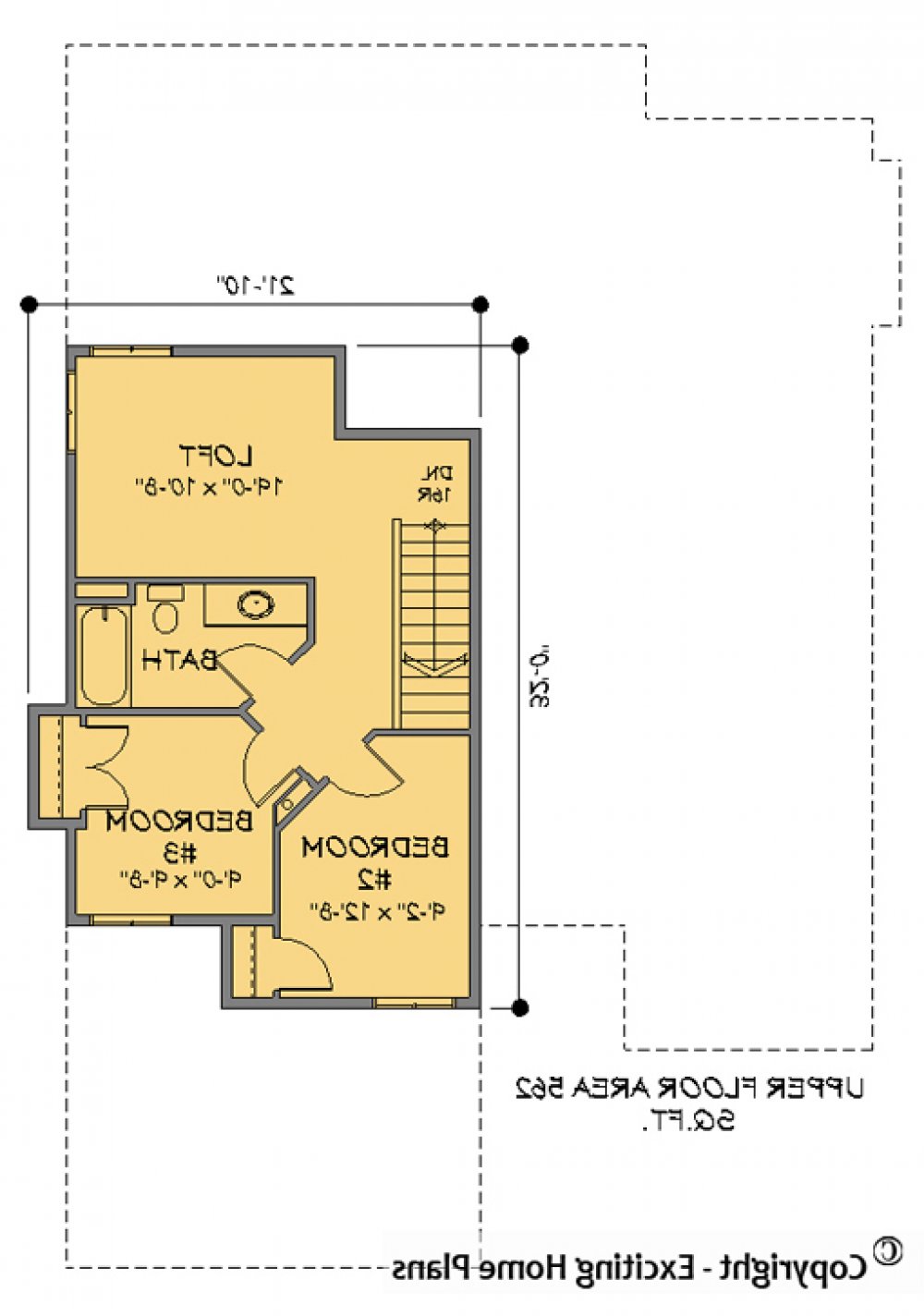 House Plan E1069-10 Upper Floor Plan REVERSE