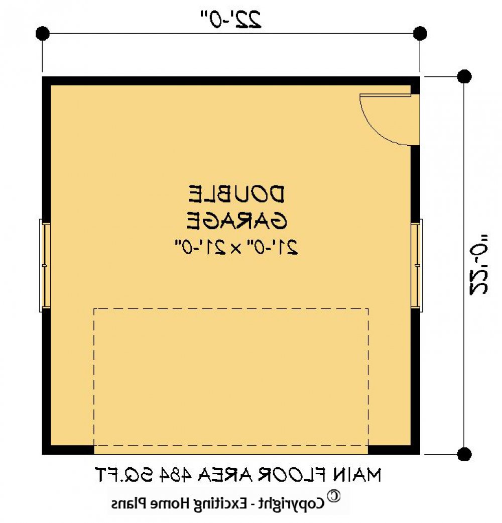 House Plan E1330-10 Garage Floor Plan REVERSE