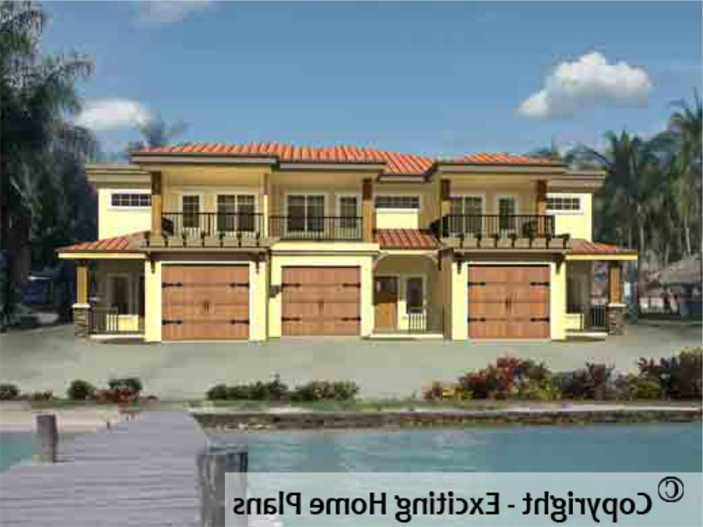 House Plan E1021-10 Exterior 3D View REVERSE
