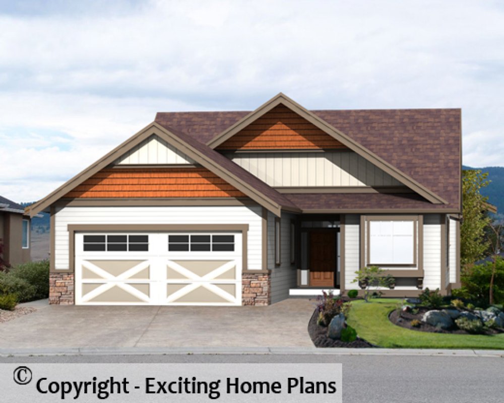 House Plan E1601-10 Front 3D View