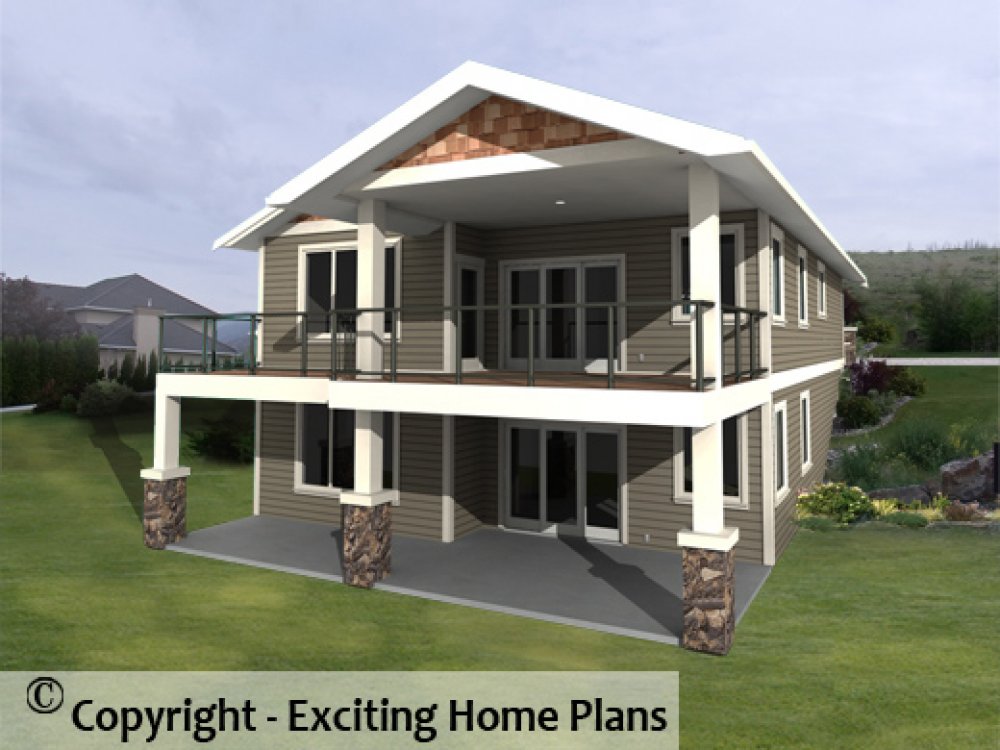 House Plan E1084-10 Rear 3D View