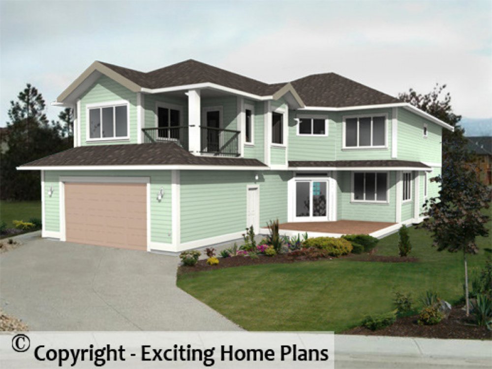 House Plan E1066-10 Rear 3D View