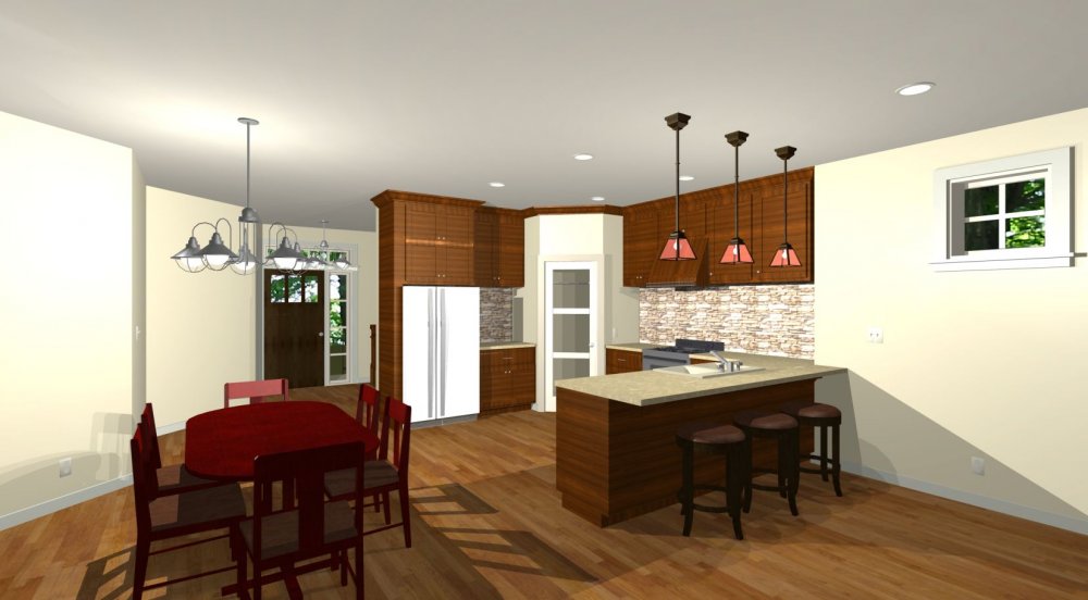 House Plan E1599-10 Interior Kitchen 3D Area