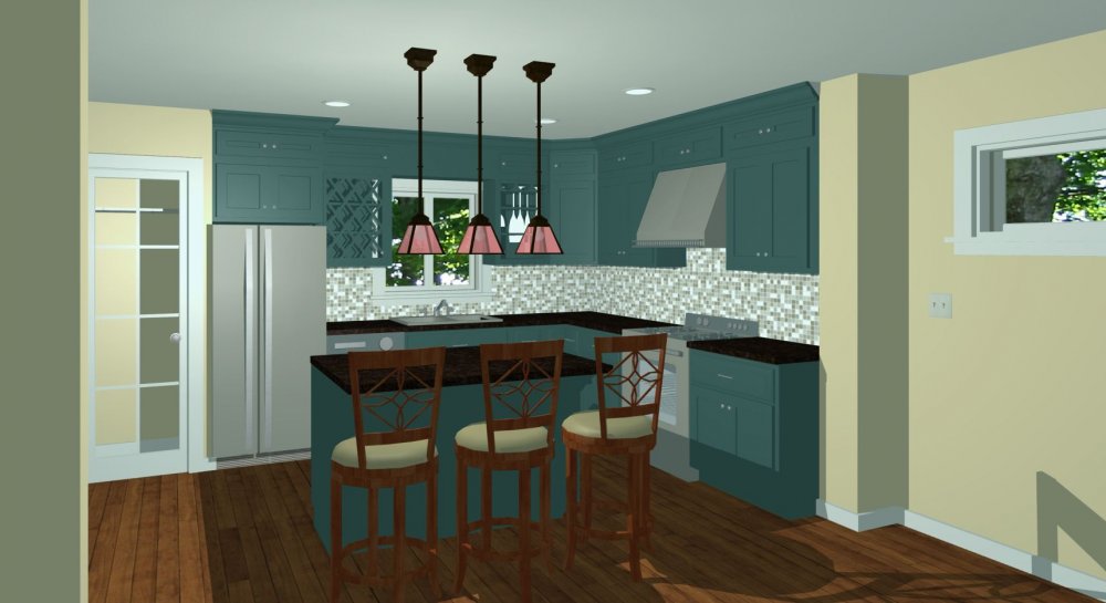 House Plan E1160-10 Interior Kitchen 3D Area